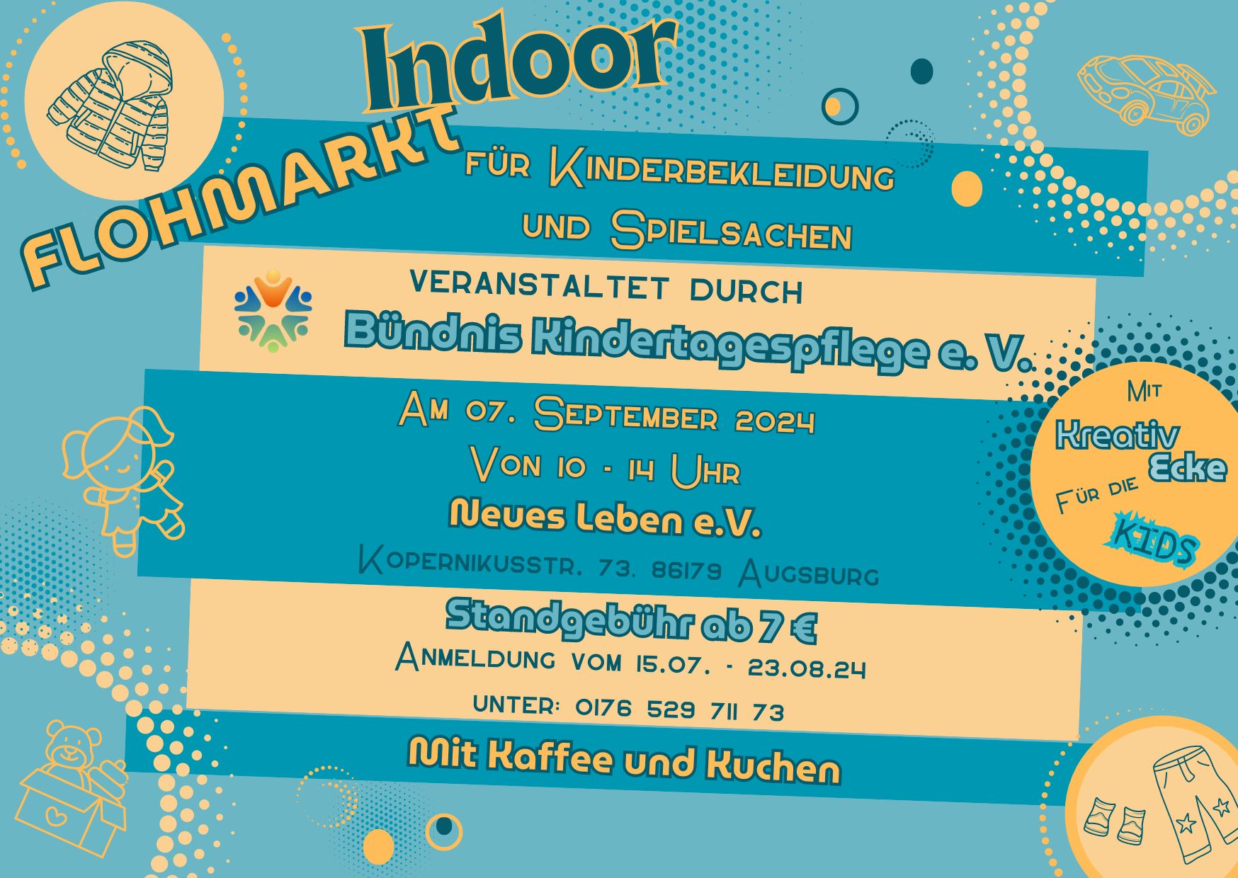 Indoor-Flohmarkt-Kinderbekleidung-Spielsachen-Kreativ-Ecke-Augsburg-Buendnis-Kindertagespflege