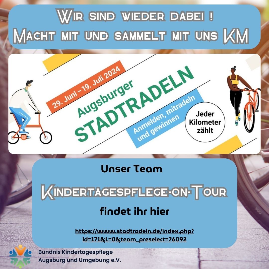 Stadtradeln in Augsburg mit dem Bündnisim Team Kindertagespflege-on-Tour und KM sammeln